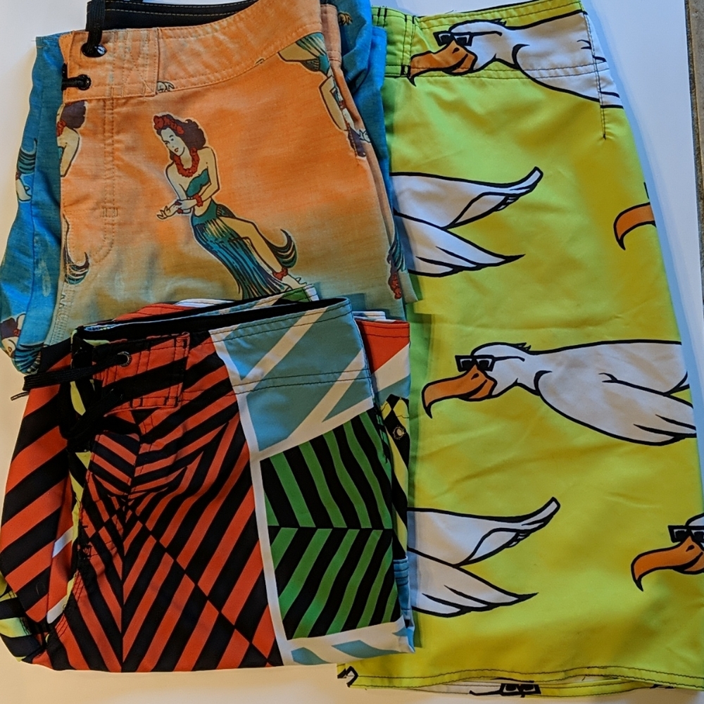 Men's swim shorts,Set of three men's swim trunks size 32